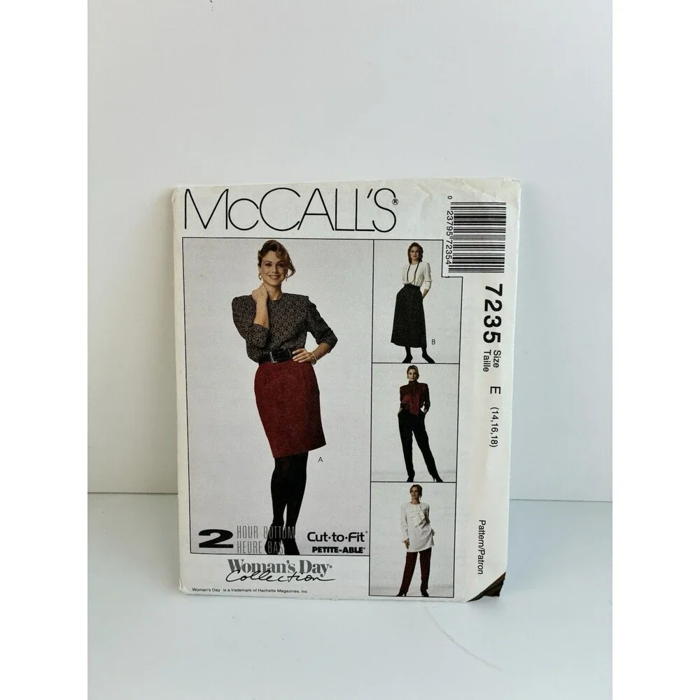 Skirts Pants Side Pockets Pleats Uncut Pattern 7235 Sz 14-18 Office Chic 90s